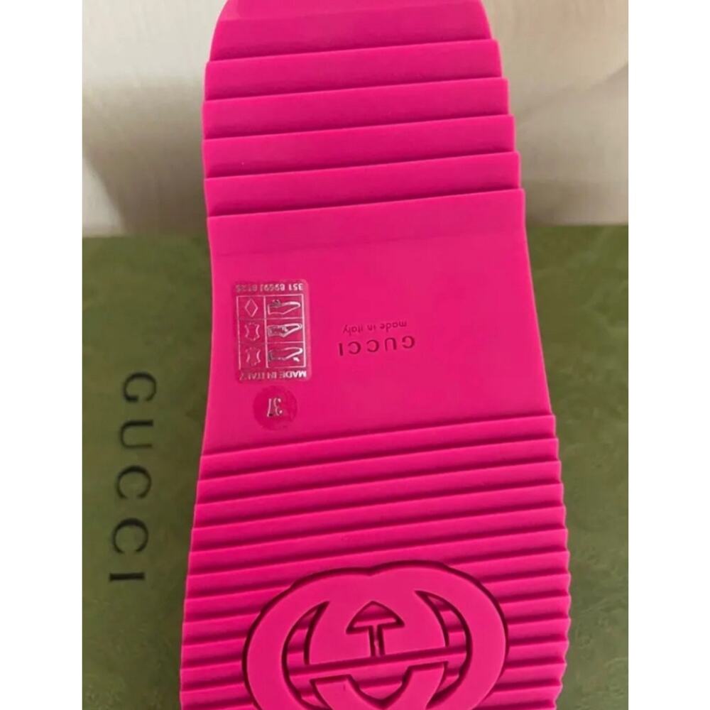 Gucci Hot Pink Sandals with Yellow Logo - Picture 3 of 3